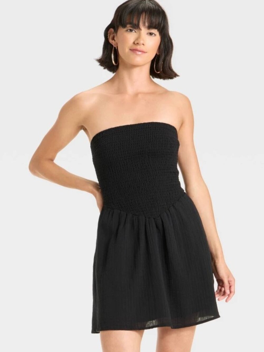 2/$20 💥🆕 Universal Thread Black Smocked Crinkle Mini Sundress | Large | 7012